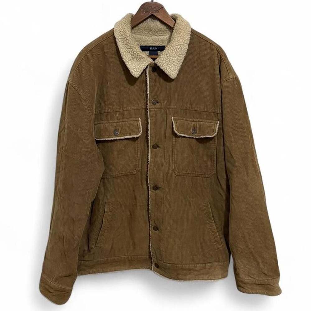 Vintage Gap Tan Corduroy Sherpa Lined Trucker Jacket XL